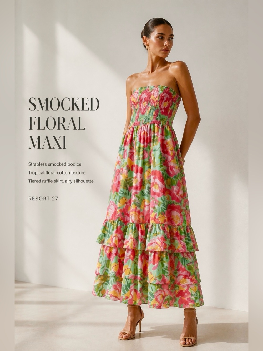 Abel the Label Floral Green Maxi Dress with Smocked Bodice - Picture 12 of 14